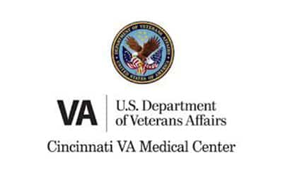 Logo of the U.S. Department of Veterans Affairs with the seal above the text "U.S. Department of Veterans Affairs, Cincinnati VA Medical Center.