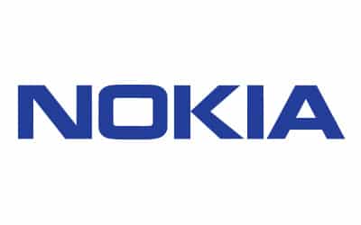 The image shows the Nokia logo in bold blue letters on a white background.