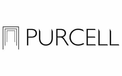 Logo of Purcell with stylized, vertical lines forming a geometric design to the left of the company name in bold, uppercase black letters.