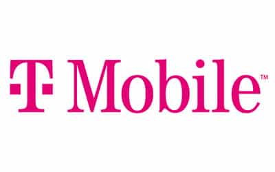 The image shows the T-Mobile logo in bold, pink text with a "T" symbol to the left of the word "Mobile.