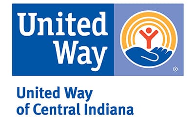 United Way of Central Indiana logo, featuring the United Way emblem on a blue background and text below.